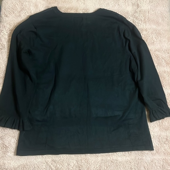 NWT Karl Lagerfeld deep green lace overlay sweater with metal button accents - Picture 10 of 12